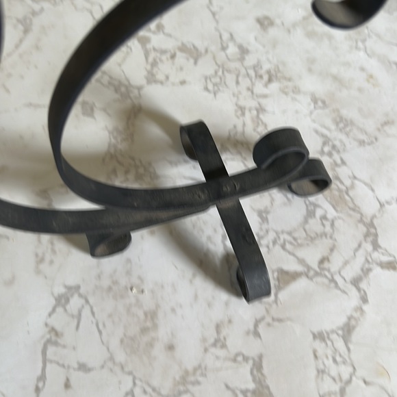 Vintage Black Wrought Iron Double Candlestick Holder Scroll Decor candleholder - Picture 6 of 12